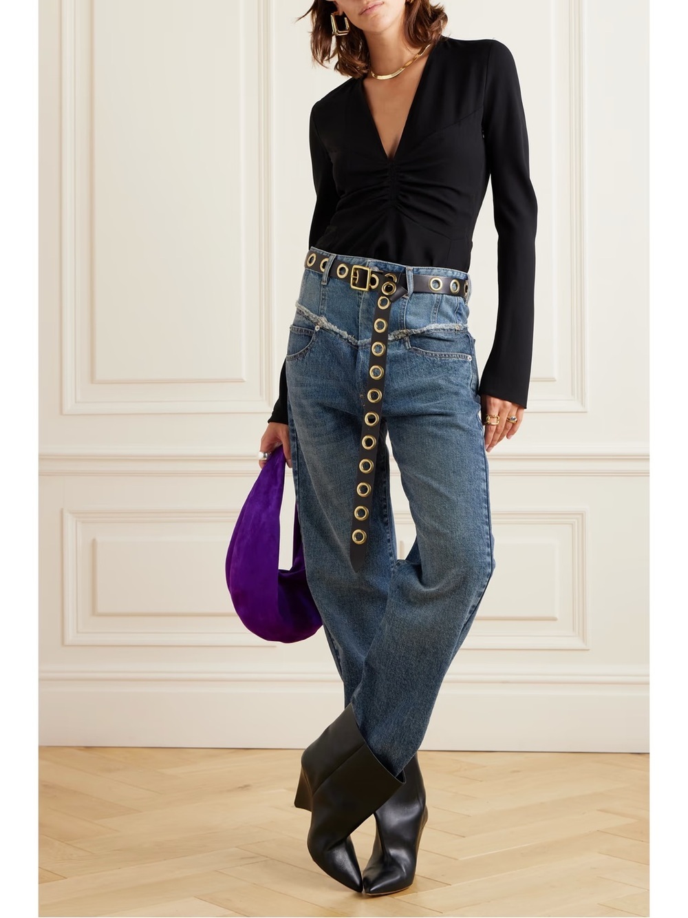 Isabel Marant Noemie frayed two-tone jeans